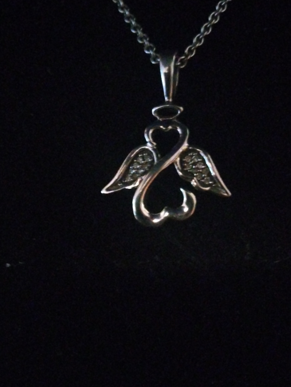 Brilliant Sterling Silver With Diamonds Jane Seymour's Open Heart Angel Necklace